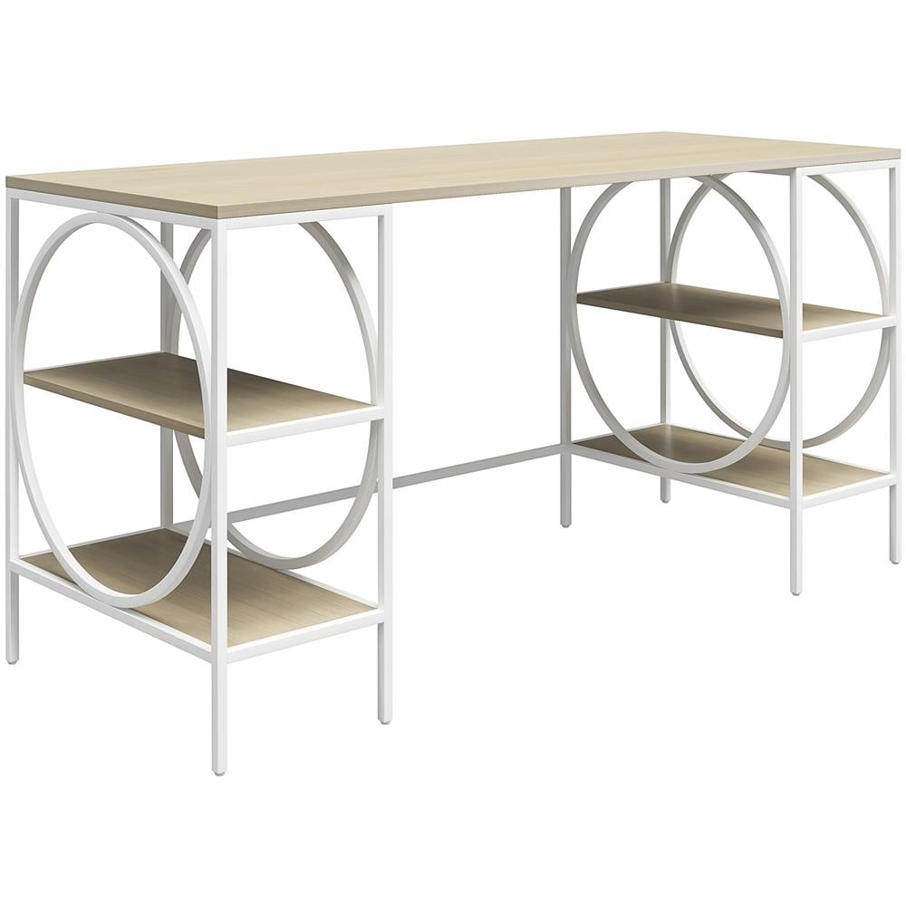 Cambridge Scrivania Con Piedistallo In Truciolare Laminato Rovere Chiaro - Foto 1