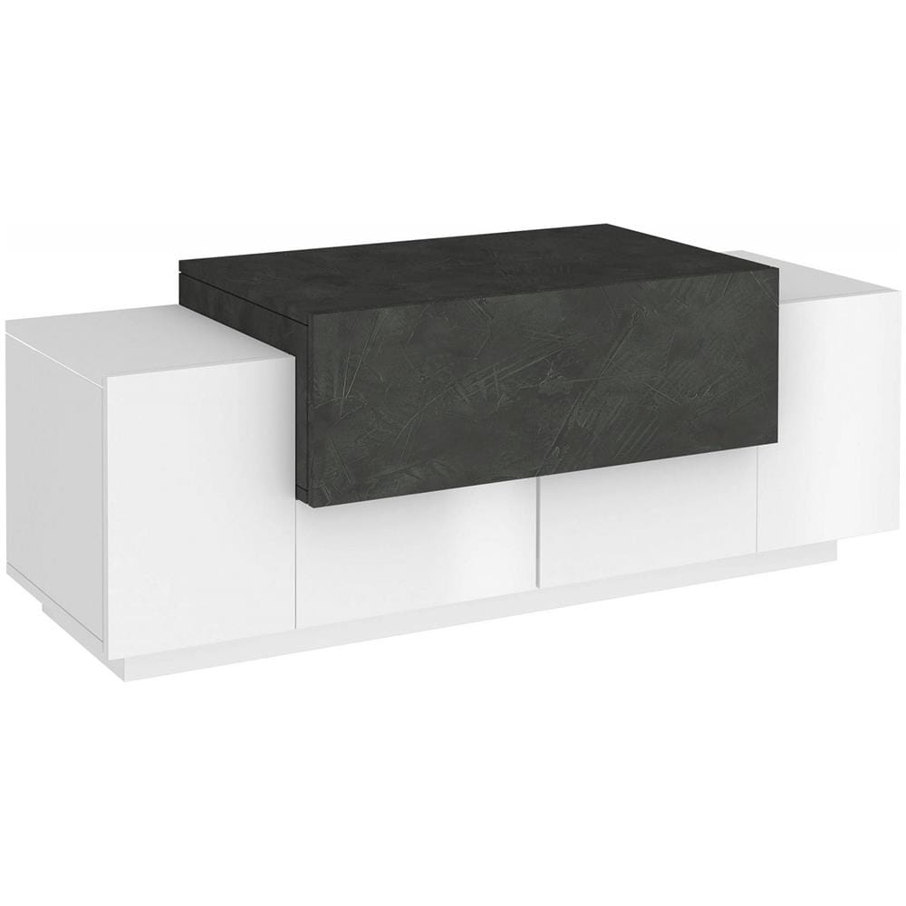 Mobile Da Ingresso Mirco, Entratina Moderna Multifunzione, Armadietto Multiuso Per Atrio, 100% Made In Italy, Cm 120x45h46, Bianco Lucido E Ardesia - Foto 2