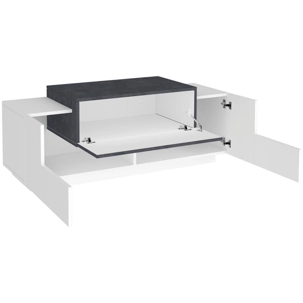Mobile Da Ingresso Mirco, Entratina Moderna Multifunzione, Armadietto Multiuso Per Atrio, 100% Made In Italy, Cm 120x45h46, Bianco Lucido E Ardesia - Foto 4