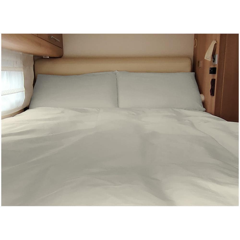 Completo Lenzuola Camper Roulotte 100% Cotone Personalizzabile Tinta Unita Matrimoniale Panna - Foto 1