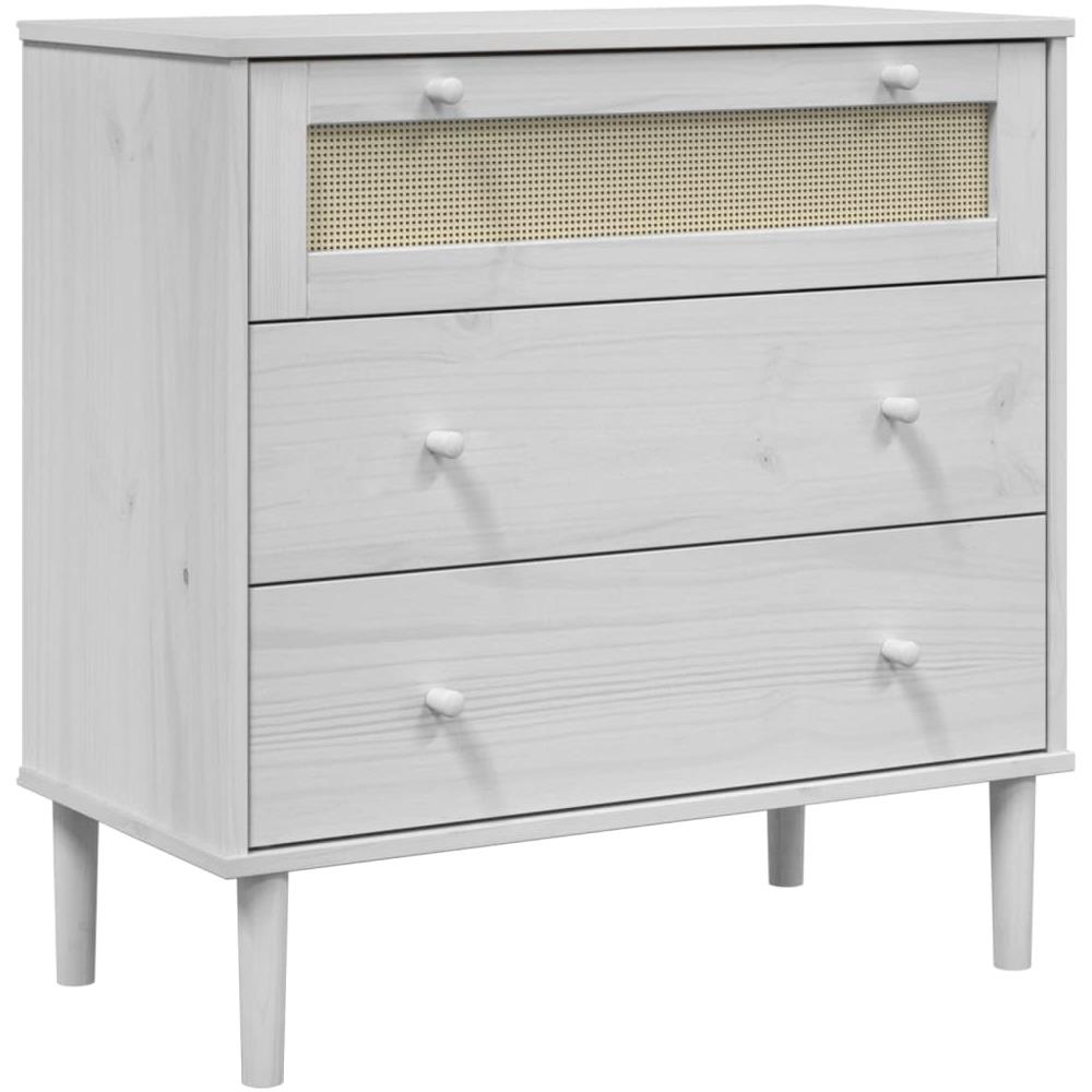 Cassettiera Senja Aspetto Rattan Bianca 80x40x80 Cm Legno Pino - Foto 2