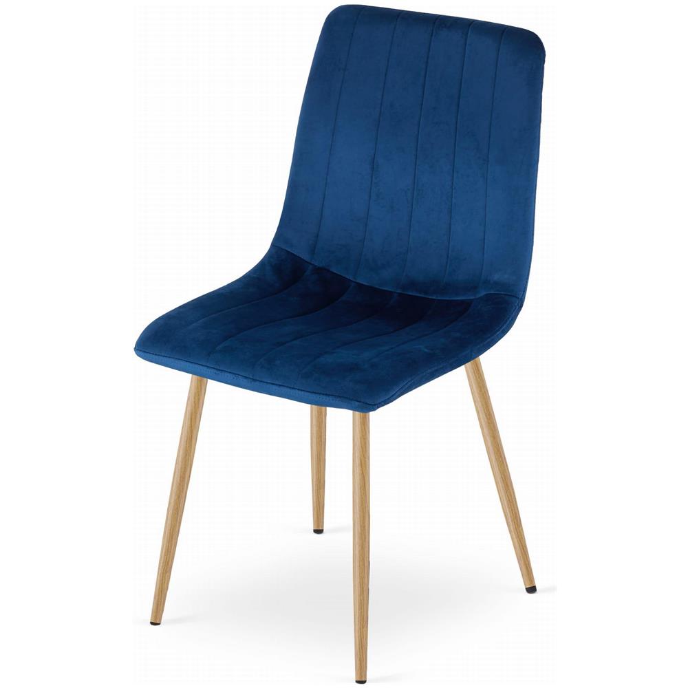 Sedia JEWA - Moderna in velluto blu navy con gambe color legno x 3 - Foto 8