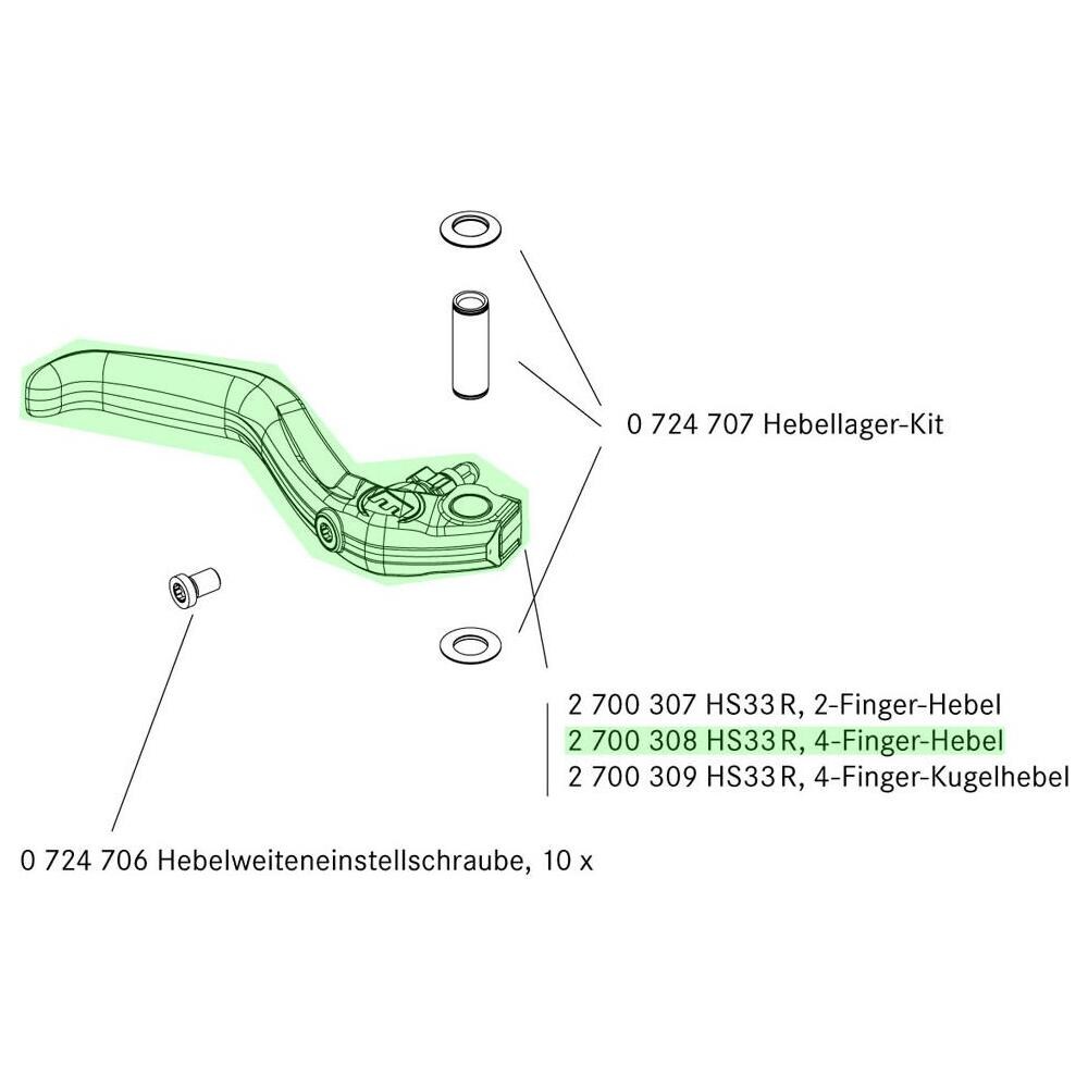 Hs33 R Leva Del Freno 4-finger-lever Nera - Foto 2