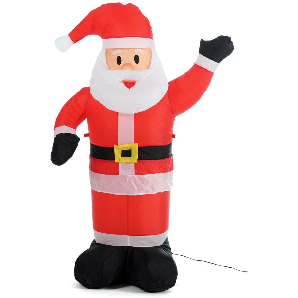 BAKAJI Babbo Natale Gonfiabile Verticale Autogonfiabile Grande Altezza 120 cm con Illuminazione a LED e Kit Fissaggio per Esterno Protezione IP44 Addobbo e Decorazione Natalizia 