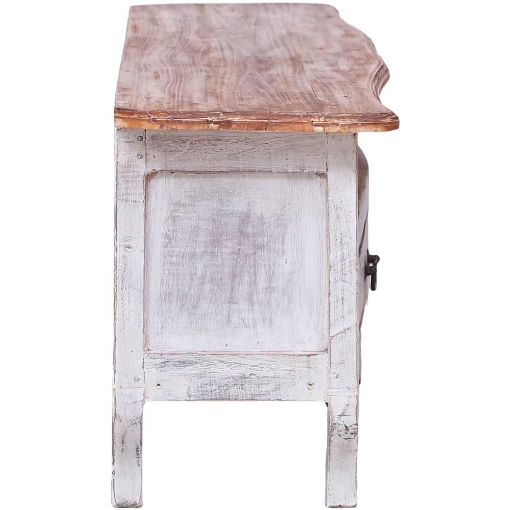 Mobile Porta TV 120x30x40 cm Bianco in Legno Massello di Mogano - Foto 2