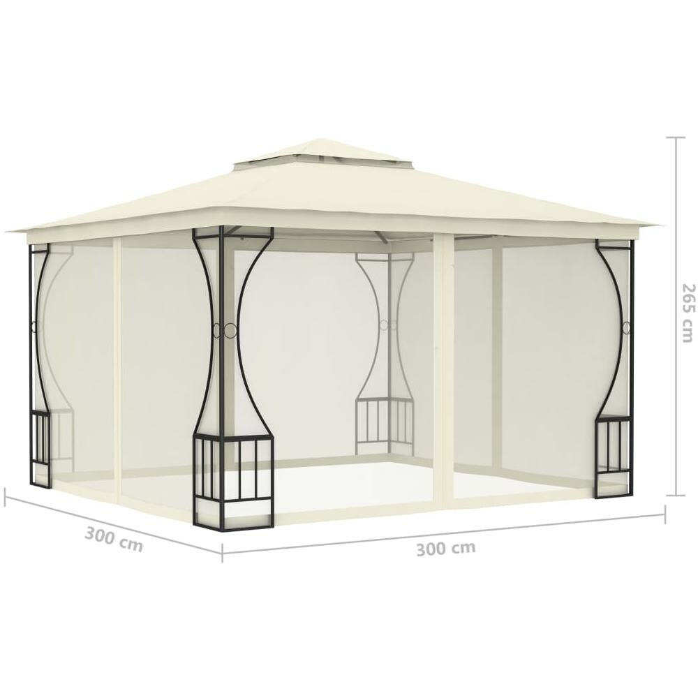 Gazebo Con Tende 300x300x265 Cm Crema - Foto 5