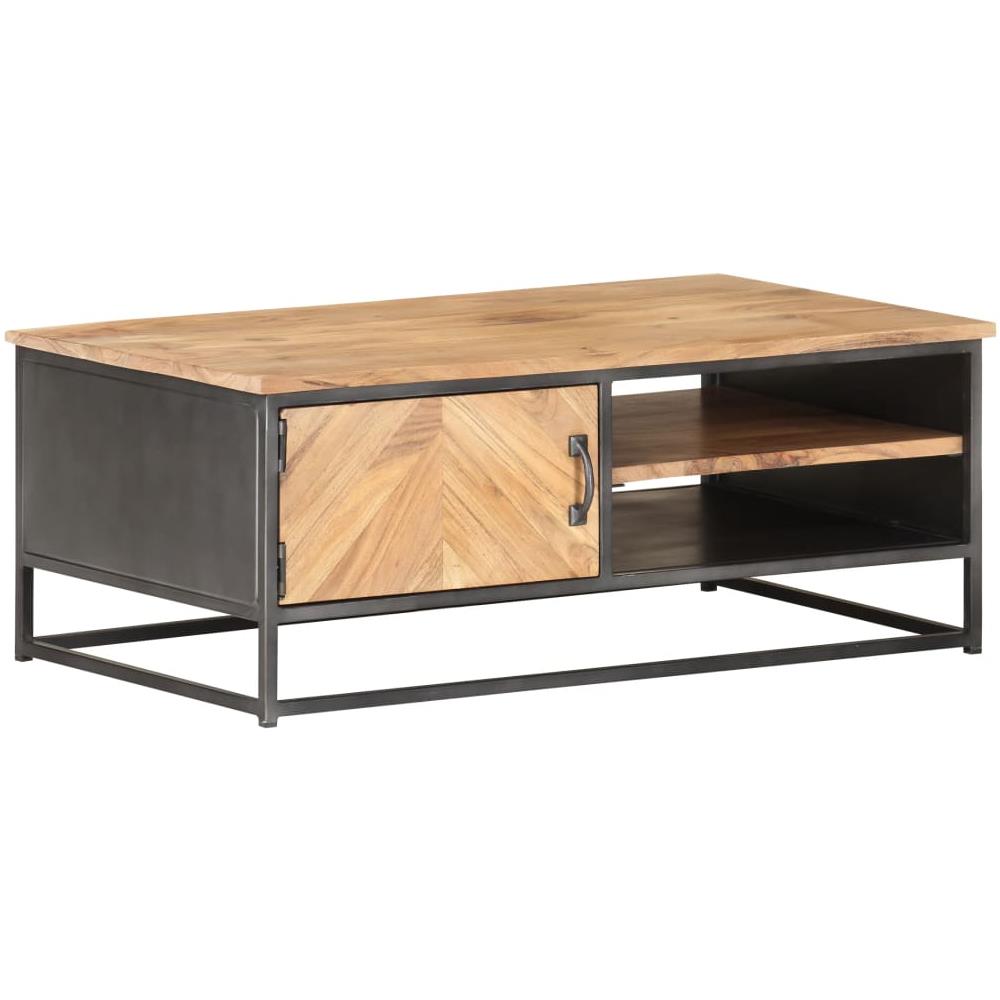 Tavolino Da Salotto 90x50x35 Cm In Legno Massello Di Acacia - Foto 8