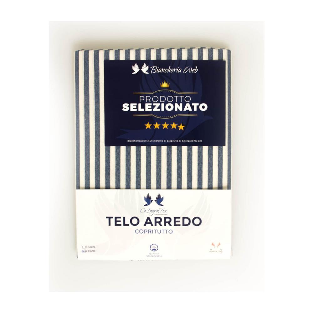 Telo Arredo Granfoulard Copritutto Cotone Made Italy Vari Disegni Arredatutto Copriletto Multiuso 1 Piazza Bastoncino Blu - Foto 2