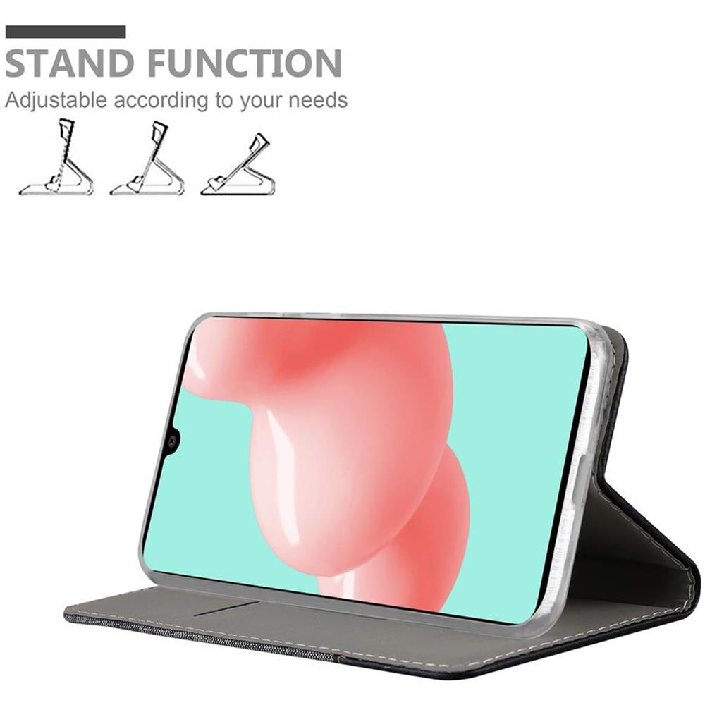 Custodia Compatibile Con Samsung Galaxy A41 In Grigio Nero - Coperchio Protettiva Con Chiusura Magnetica, Funzione Stand E Tasca Per Le Carte - Foto 2
