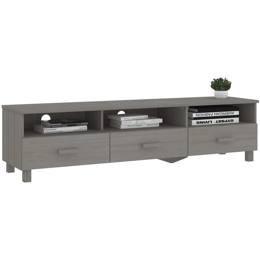 Mobile Porta Tv Grigio Chiaro 158x40x40 Cm In Massello Di Pino - Foto 2
