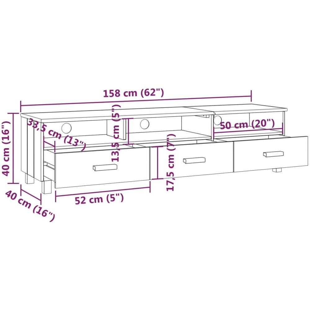 Mobile Porta Tv Grigio Chiaro 158x40x40 Cm In Massello Di Pino - Foto 7