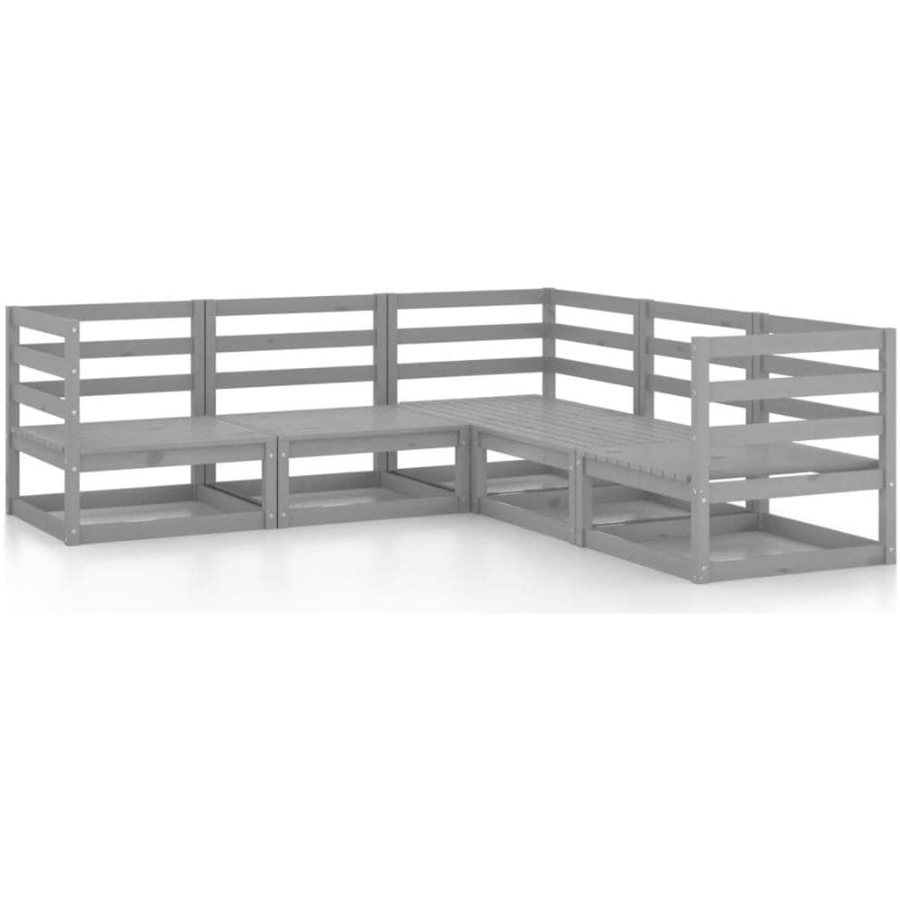 Set Divani Da Giardino 5 Pz Grigi In Legno Massello Di Pino - Foto 2