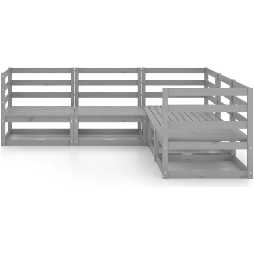Set Divani Da Giardino 5 Pz Grigi In Legno Massello Di Pino - Foto 3