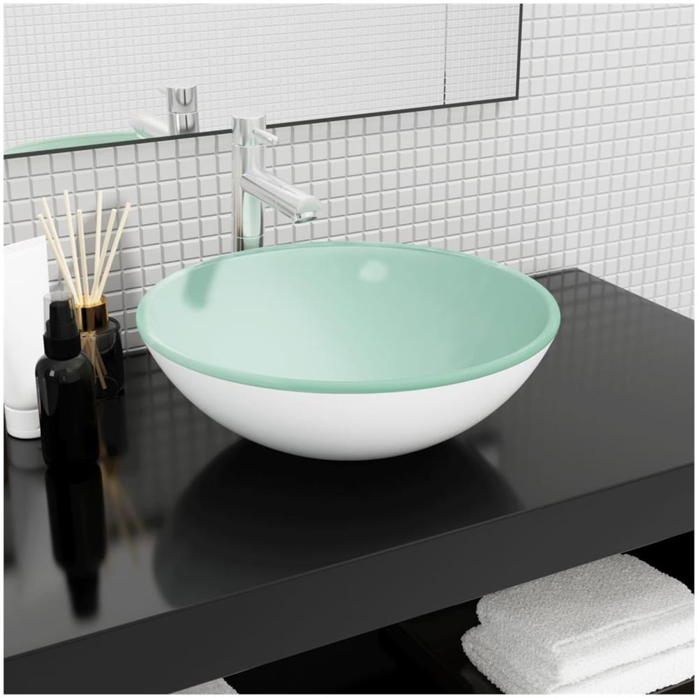 Lavandino In Vetro Temperato 42x14 Cm Bianco - Foto 1