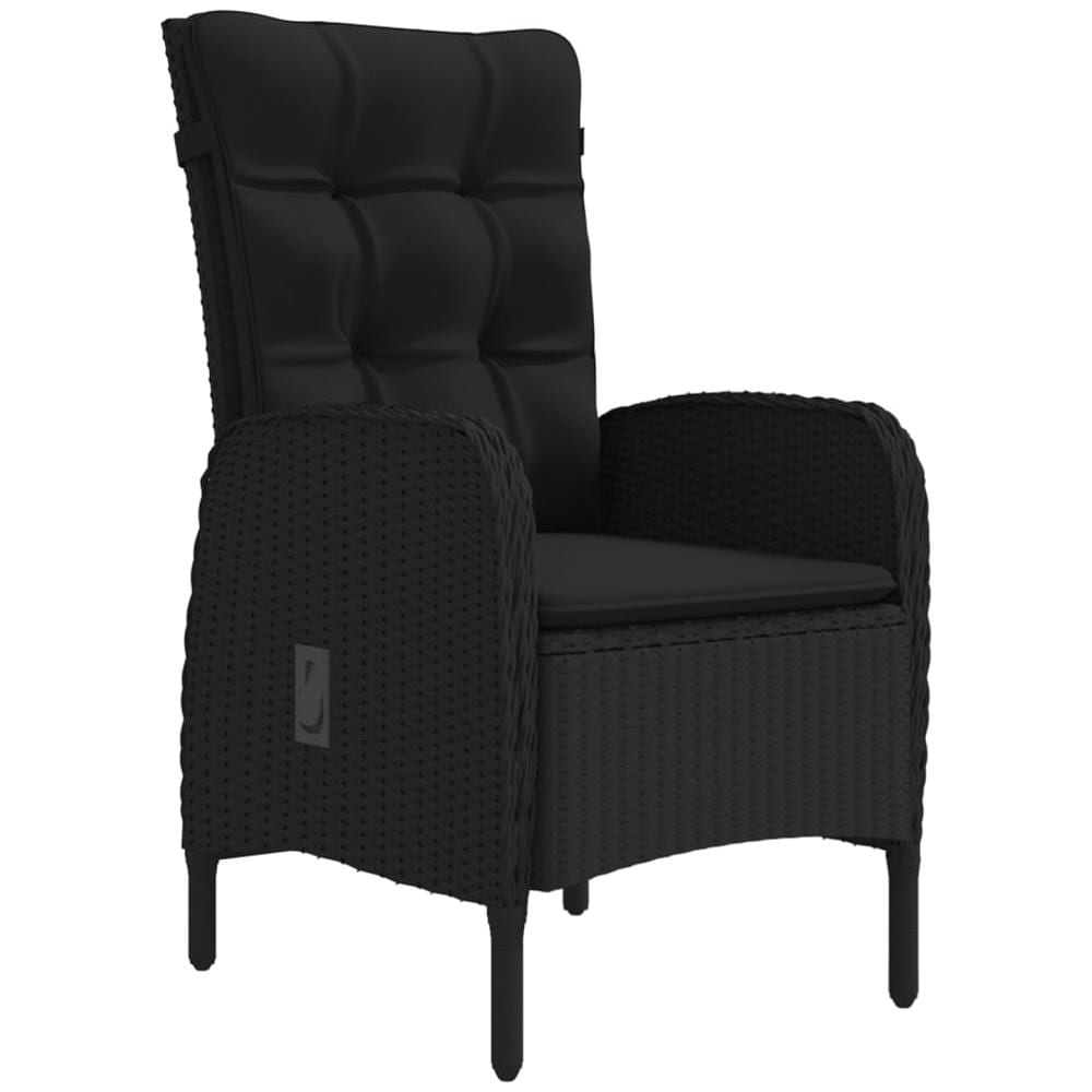 Set Mobili Da Pranzo Per Giardino 7 Pz Con Cuscini Nero - Foto 3