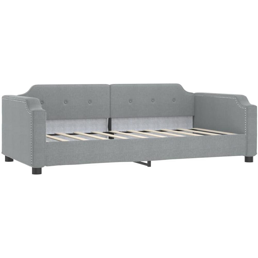 Letto Da Giorno Grigio Chiaro 80x200 Cm In Tessuto - Foto 2