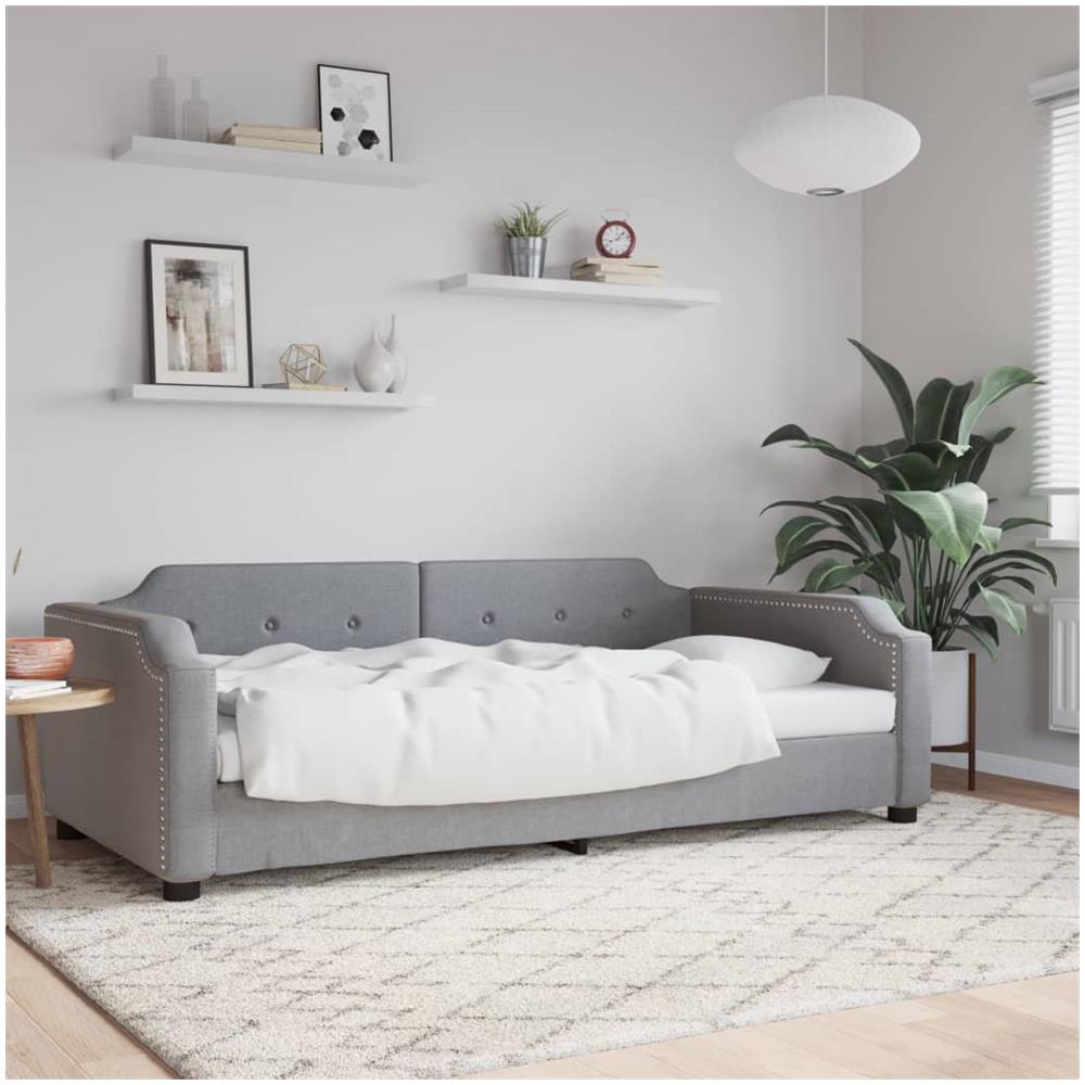 Letto Da Giorno Grigio Chiaro 80x200 Cm In Tessuto - Foto 1