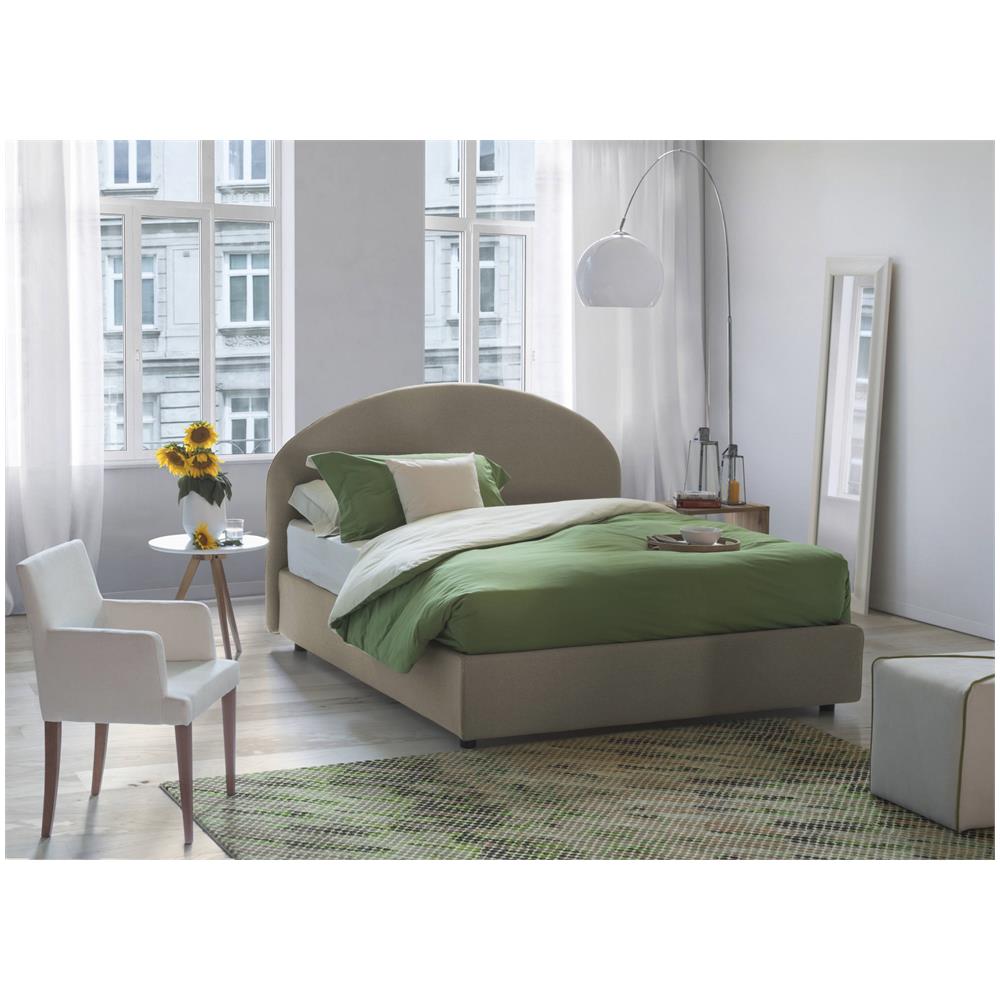 Letto Singolo Beatrice, Letto Contenitore Con Rivestimento In Tessuto, 100% Made In Italy, Apertura Frontale, Adatto Per Materasso Cm 80x190, Tortora - Foto 4