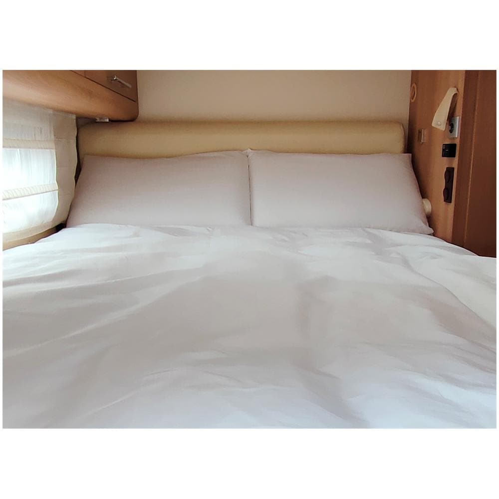 Completo Lenzuola Camper Roulotte 100% Cotone Personalizzabile Tinta Unita Matrimoniale Bianco - Foto 1