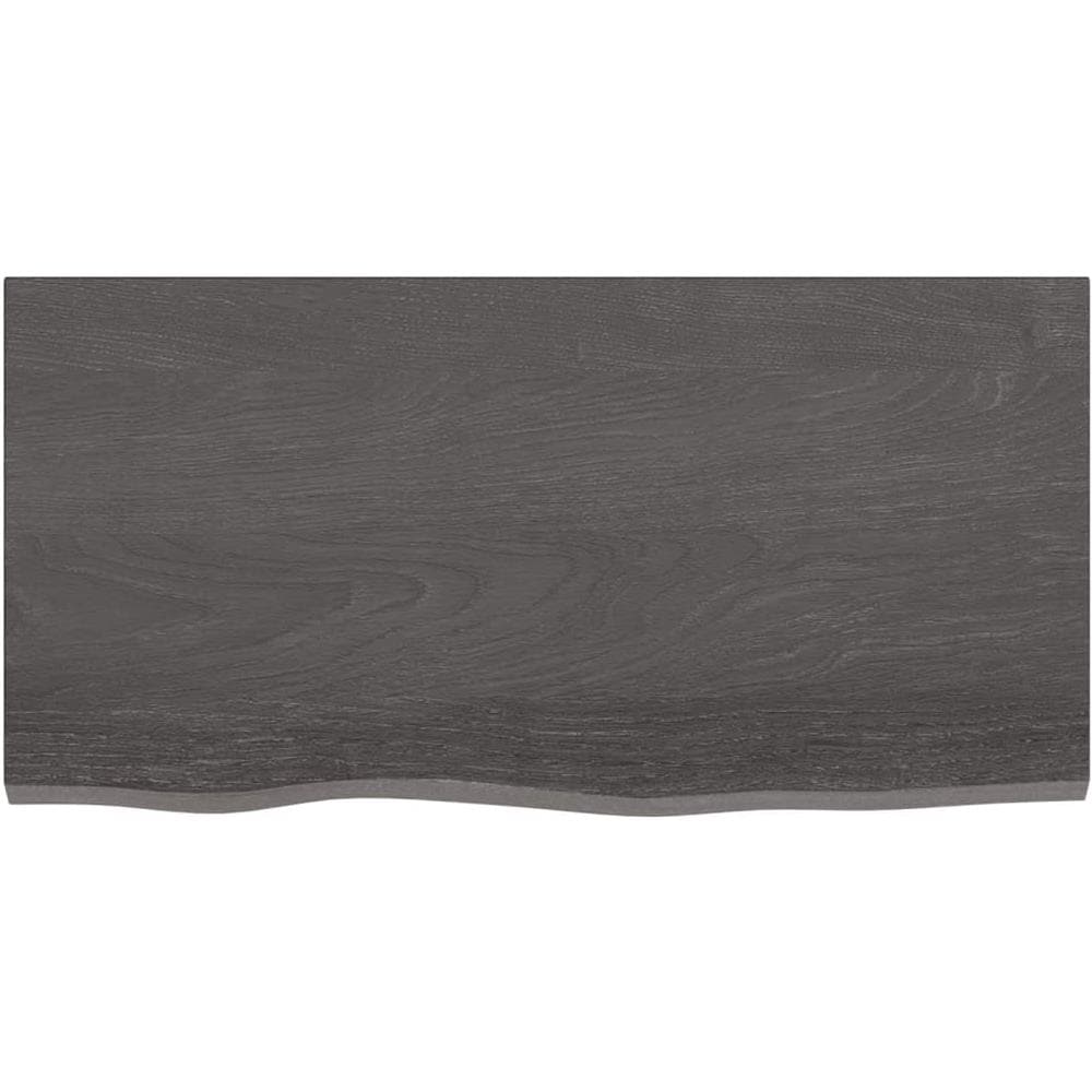 Ripiano Muro Marrone Scuro 80x40x2 cm Massello Rovere Trattato - Foto 2