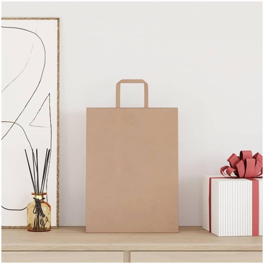 Sacchetti di Carta Kraft 250 pz con Manici Marrone 26x12x35 cm - Foto 2