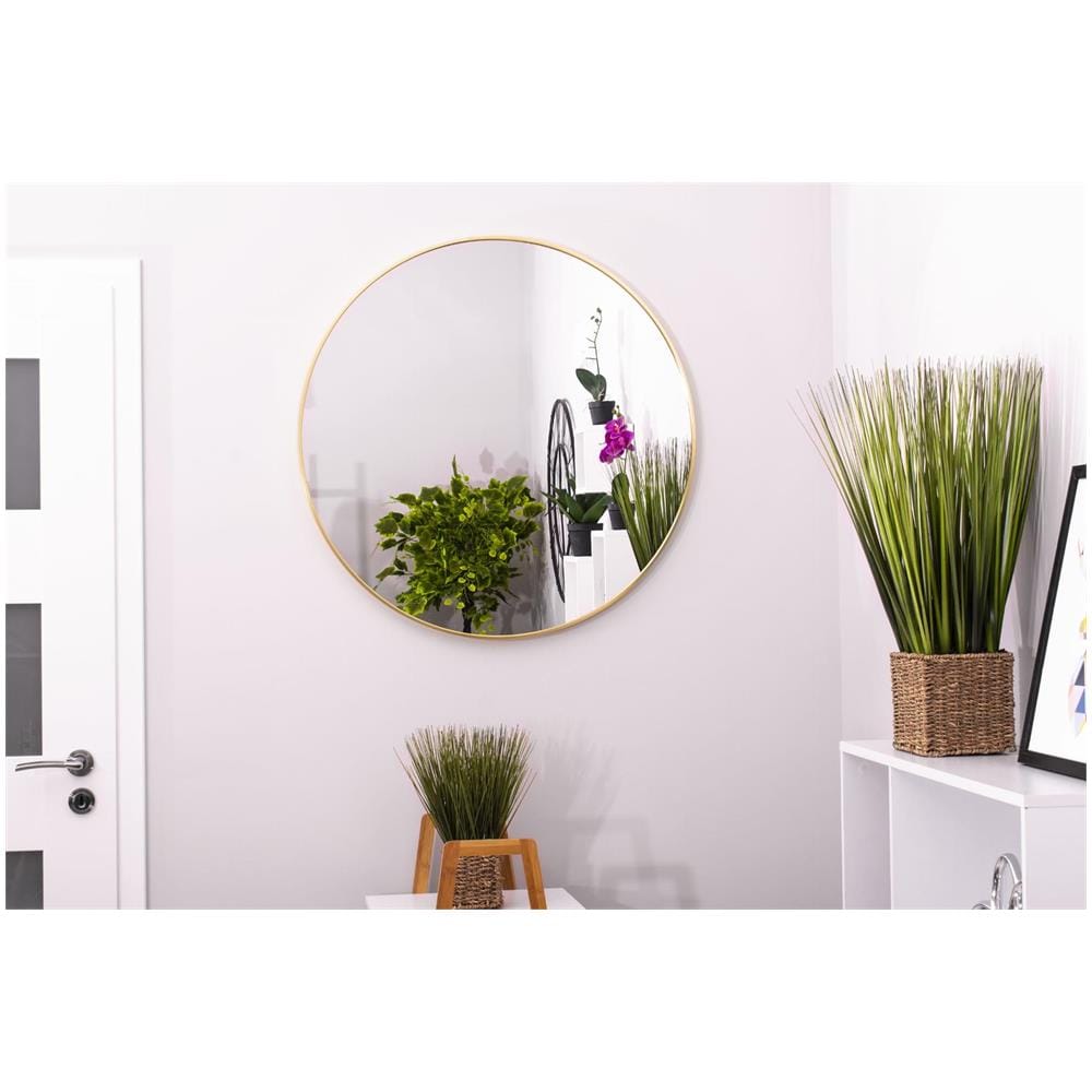 SPECCHIO 60CM CON CORNICE ORO Rotondo in Metallo Design Scandinavo - Foto 8