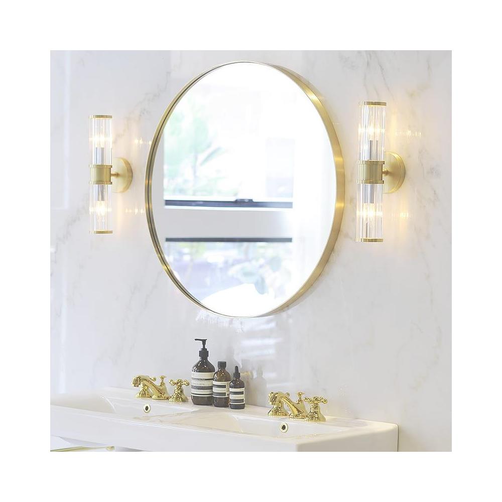 SPECCHIO 60CM CON CORNICE ORO Rotondo in Metallo Design Scandinavo - Foto 2