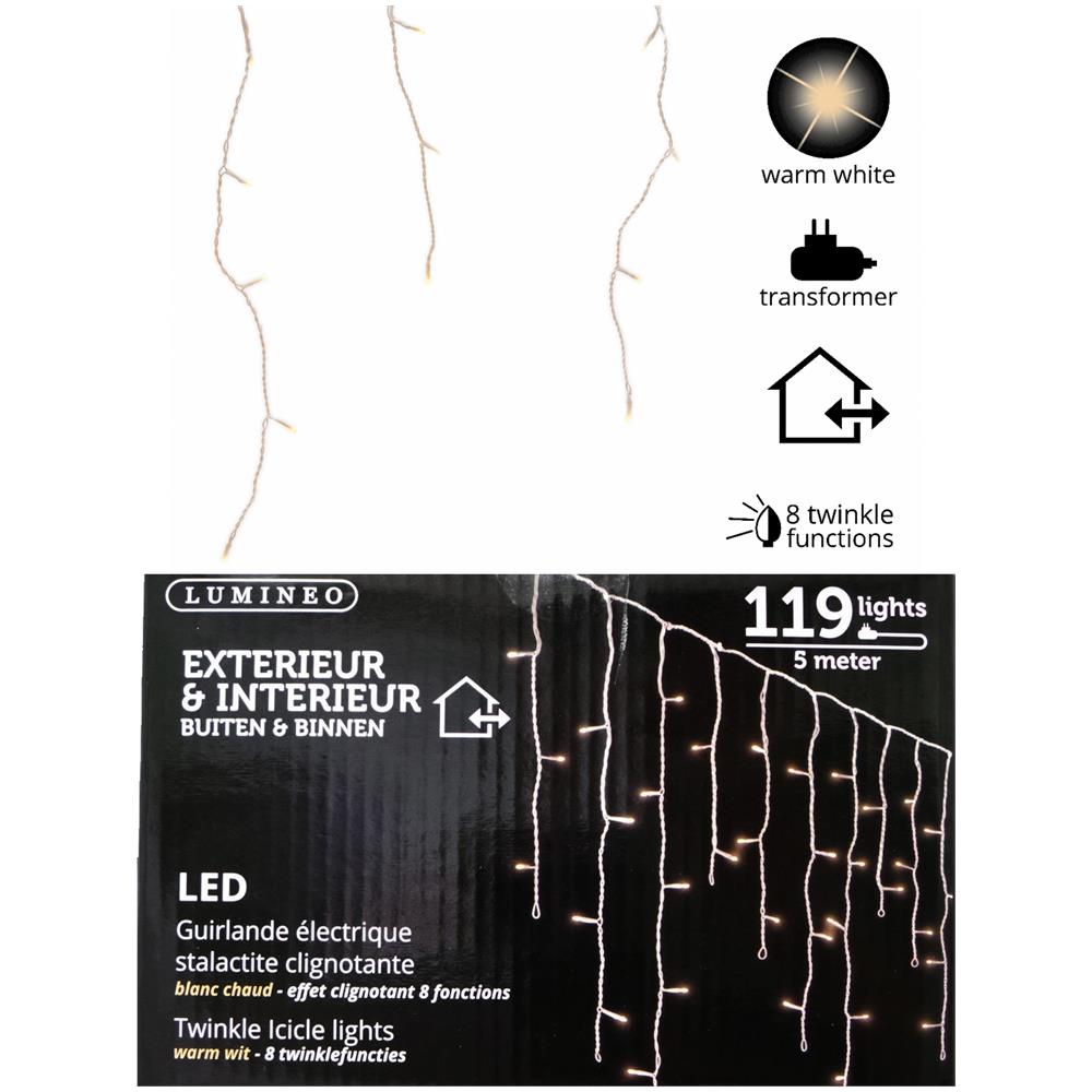 Stalattiti Con 119 Luci Led Bianco Caldo 200cm 8 Giochi Di Luce Luci Natale Addobbi - Foto 1