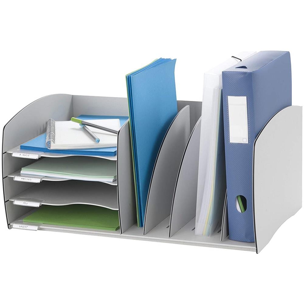 Organizer Da Scrivania In Polistirene Ultraresistente, 54,3 X 34 X 24,5 Cm, Colore Grigio - Foto 1