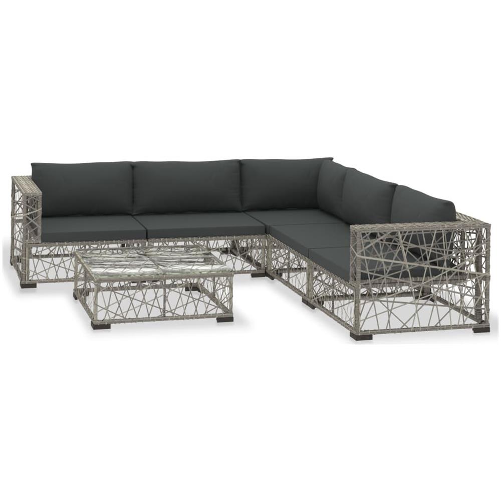 Set Divani Da Giardino 6 Pz Con Cuscini In Polyrattan Grigio - Foto 2