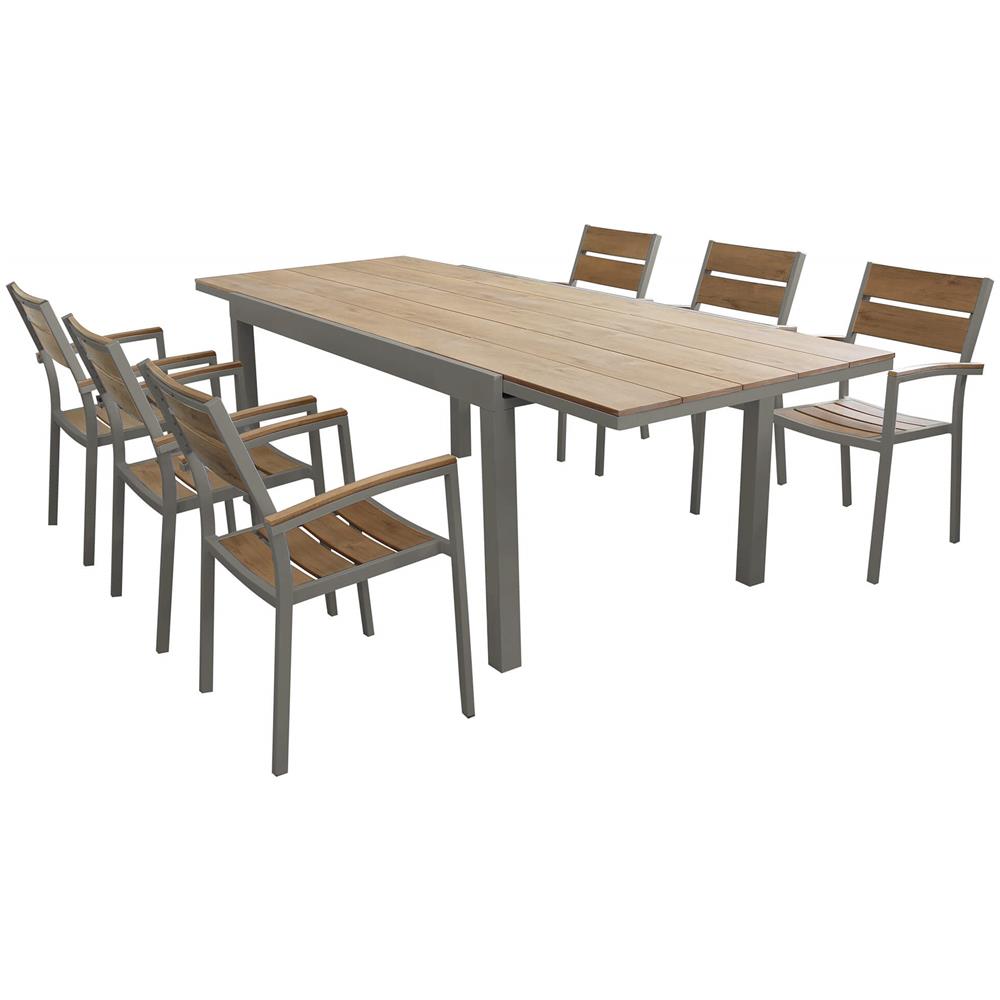 Viduus - Set Tavolo In Alluminio E Polywood Cm 160/240 X 95 X 75 H Con 6 Poltrone Viduus - Foto 1