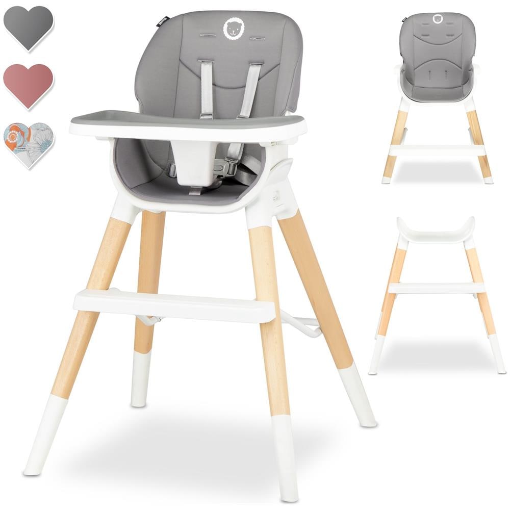 Mona Seggiolone Pappa 4in1 Sgabello Sedia Turistica Regolabile Doppio Vassoio Feltrini Antiscivolo Fino 75kg Grigio - Foto 2