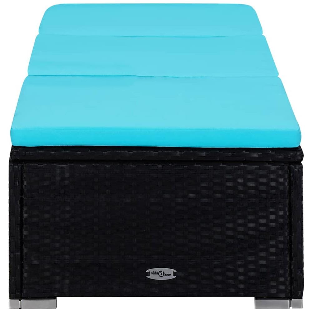 Lettino Prendisole Con Cuscino E Tavolino In Polyrattan Blu - Foto 2