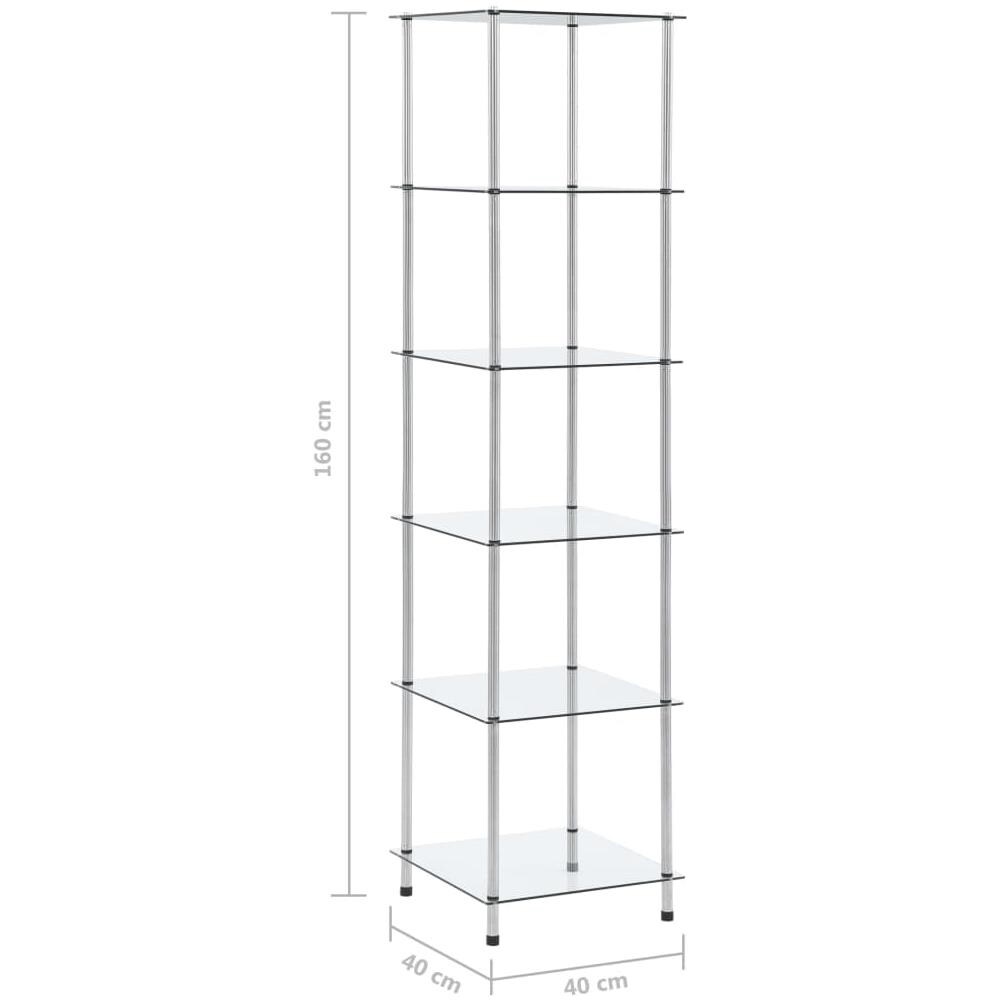 Scaffale a 6 Livelli Trasparente 40x40x160cm in Vetro Temperato - Foto 7