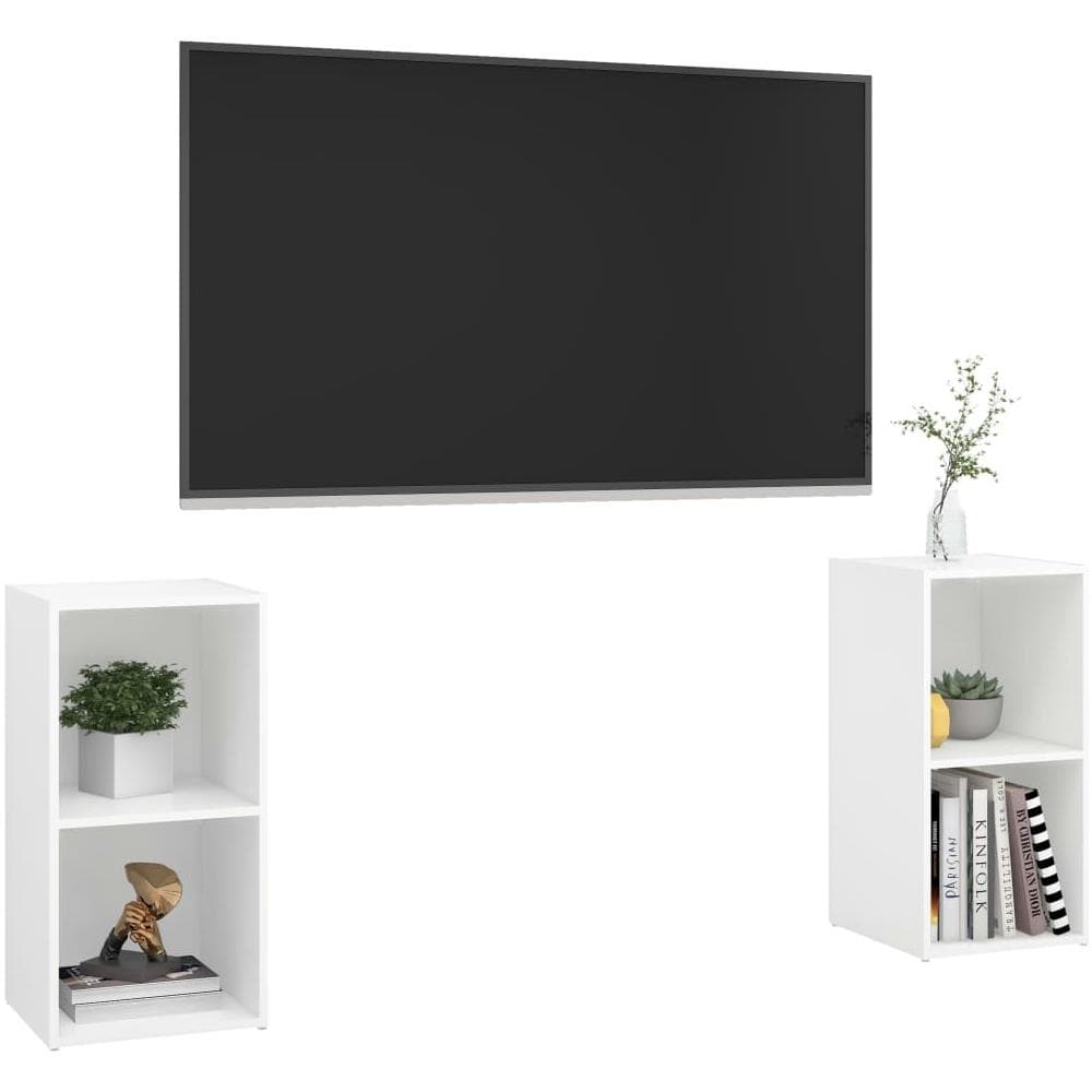 Mobili Porta TV 2 pz Bianco 72x35x36,5 cm in Legno Multistrato - Foto 2