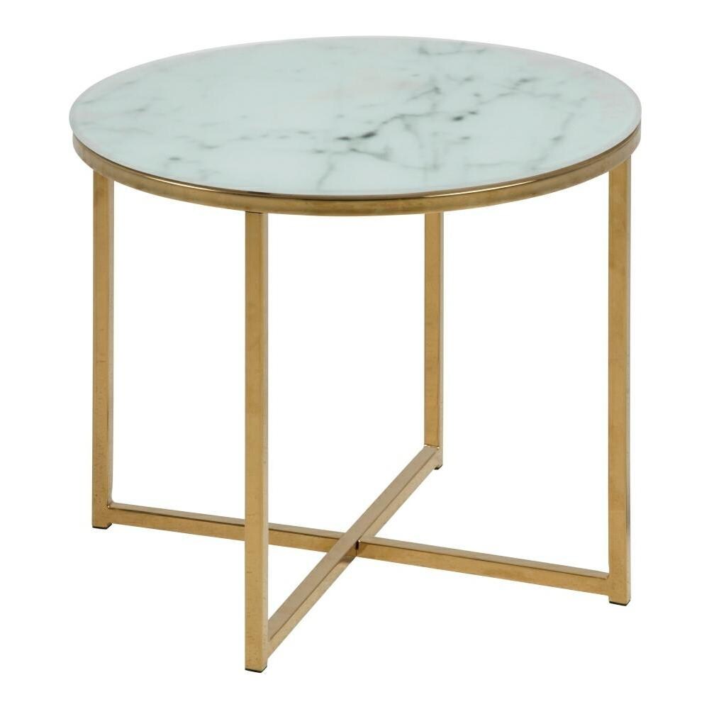 Tavolo Alisma Tondo 50 Bianco / Oro - Foto 1