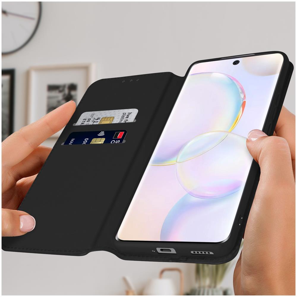 Custodia Huawei Nova 9 E Honor 50 Portafoglio Funzione Supporto Video Nera - Foto 2