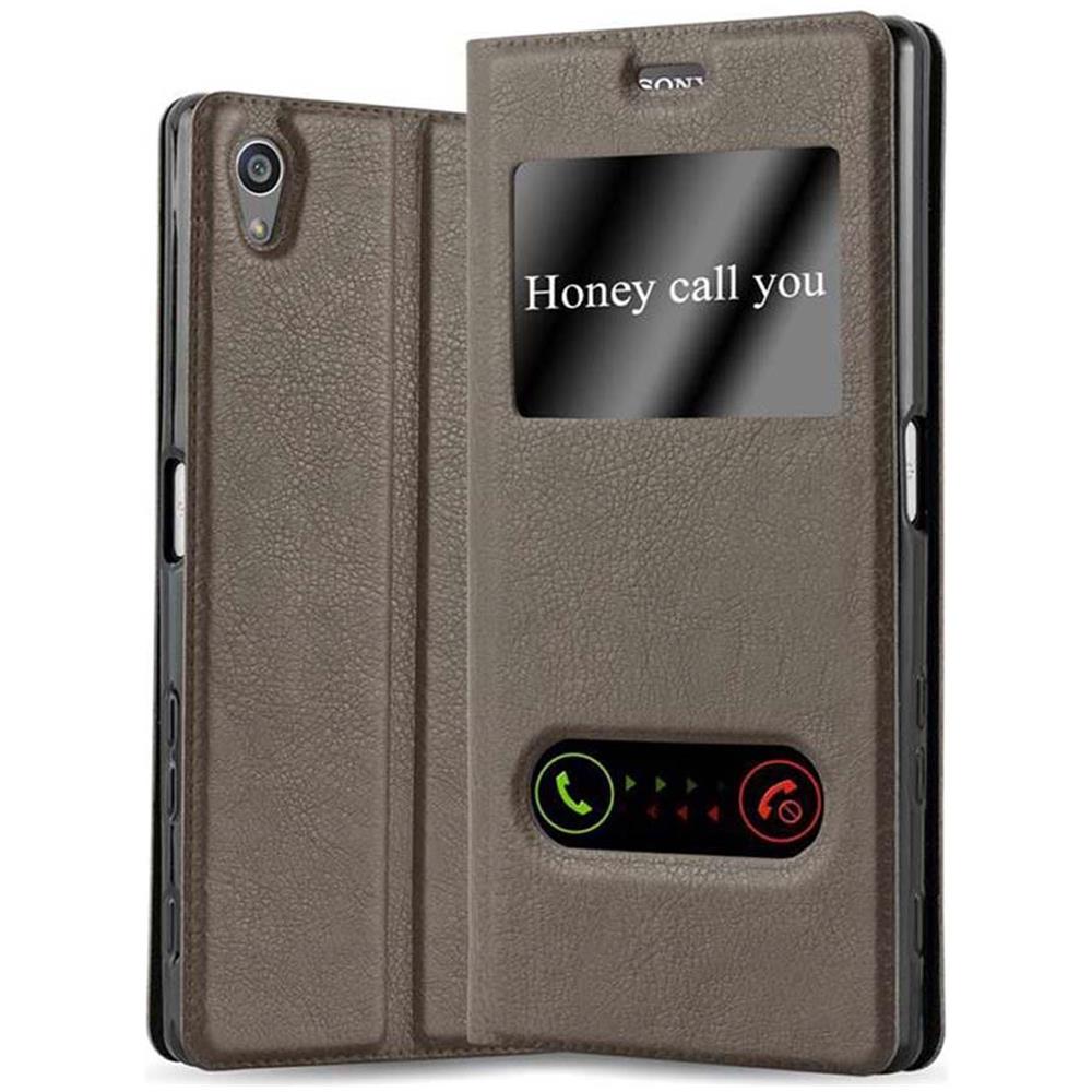 Custodia Compatibile Con Sony Xperia Z5 Premium In Bruno Pietra - Coperchio Protettivo Con Chiusura Magnetica, Funzione Stand E 2 Finestre Di Visualizzazione - Foto 1