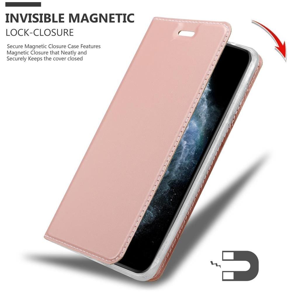Custodia Compatibile Con Apple Iphone 11 Pro Max In Classy Oro Rosa - Coperchio Protettiva Con Chiusura Magnetica, Funzione Stand E Tasca Per Le Carte - Foto 8