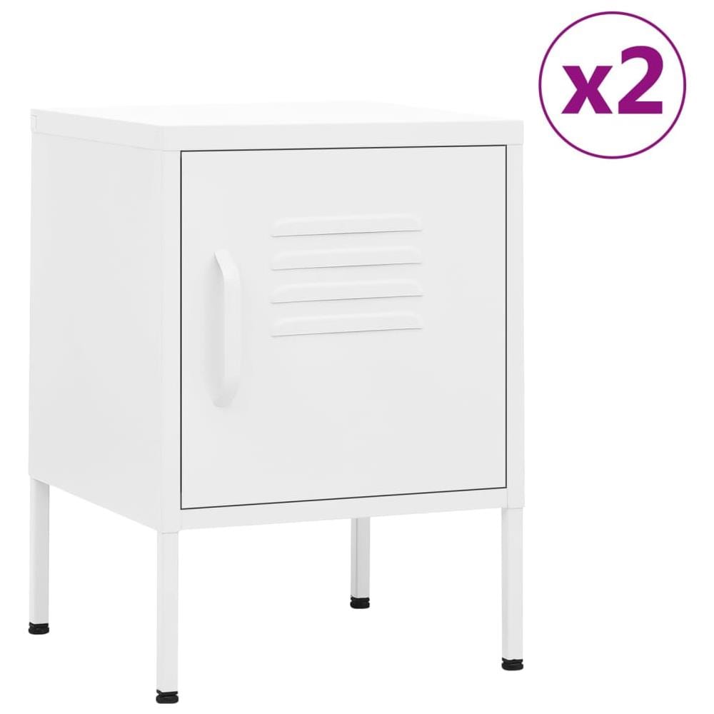 Comodini 2 Pz Bianchi 35x35x51 Cm In Acciaio - Foto 1