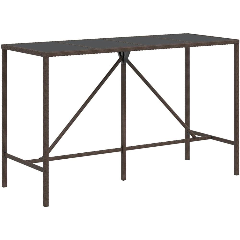 Tavolo Bar Con Piano In Vetro Marrone 180x70x110 Cm Polyrattan - Foto 2