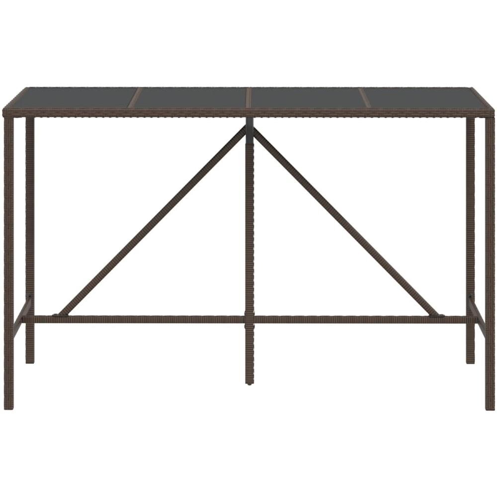 Tavolo Bar Con Piano In Vetro Marrone 180x70x110 Cm Polyrattan - Foto 3