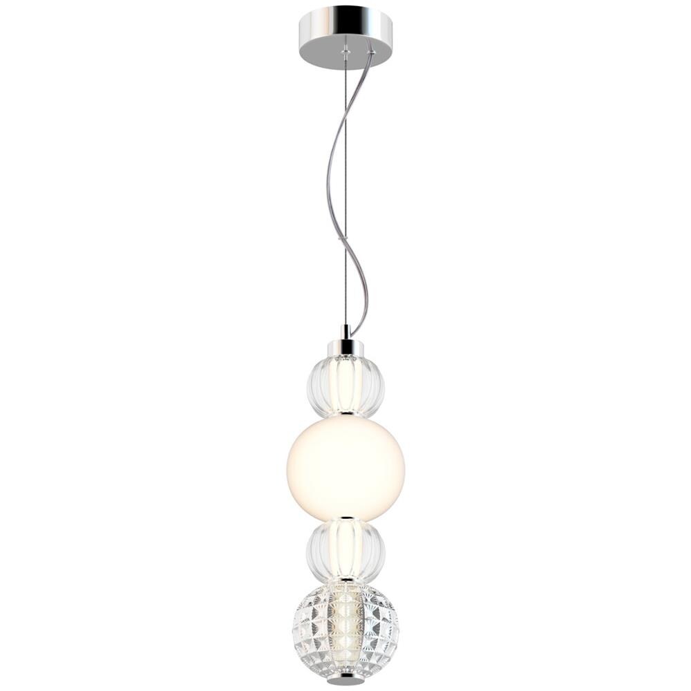 Sospensione Contemporanea Collar Metallo Cromo E Paralume Vetro Trasparente 17w - Foto 1