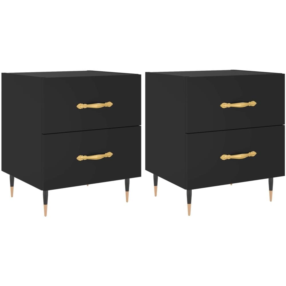 Comodini In Acciaio 2 Pezzi Neri - 34,5x39x44 Cm Per Camera Da Letto