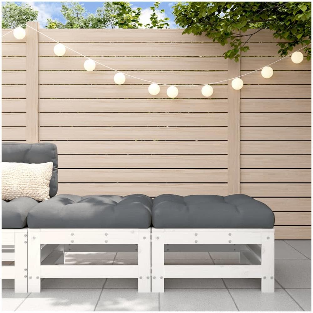 Poggiapiedi Giardino Con Cuscini 2pz Legno Massello Pino Bianco - Foto 1