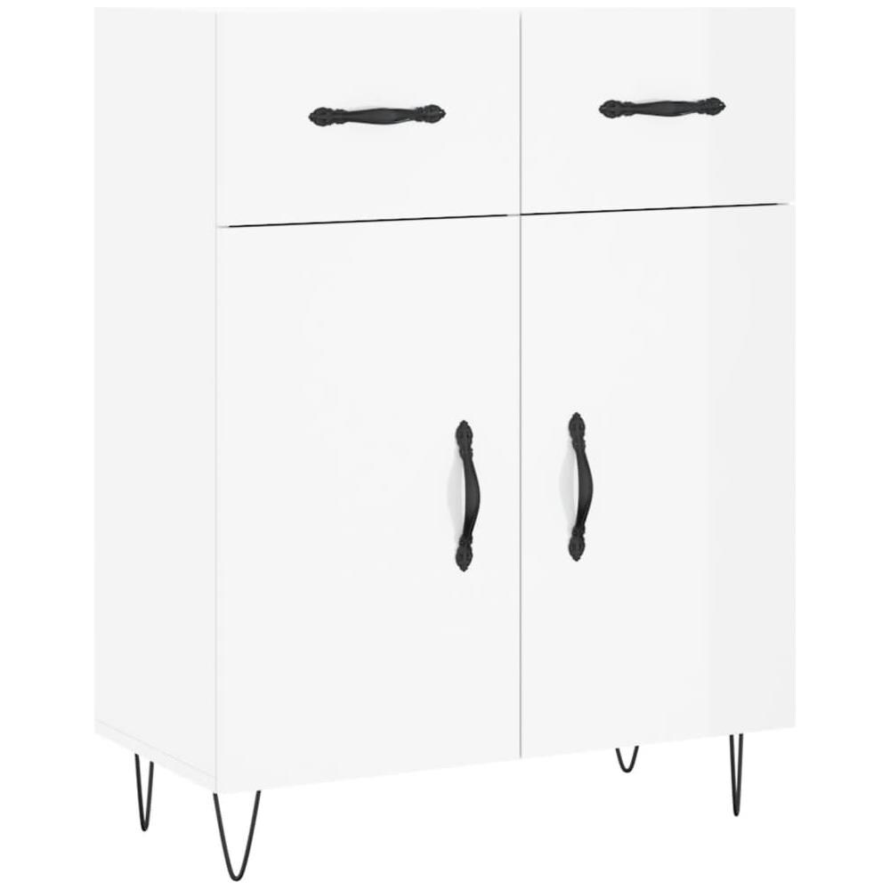Credenza 69,5x34x90 Cm In Legno Multistrato Bianco Lucido - Foto 2