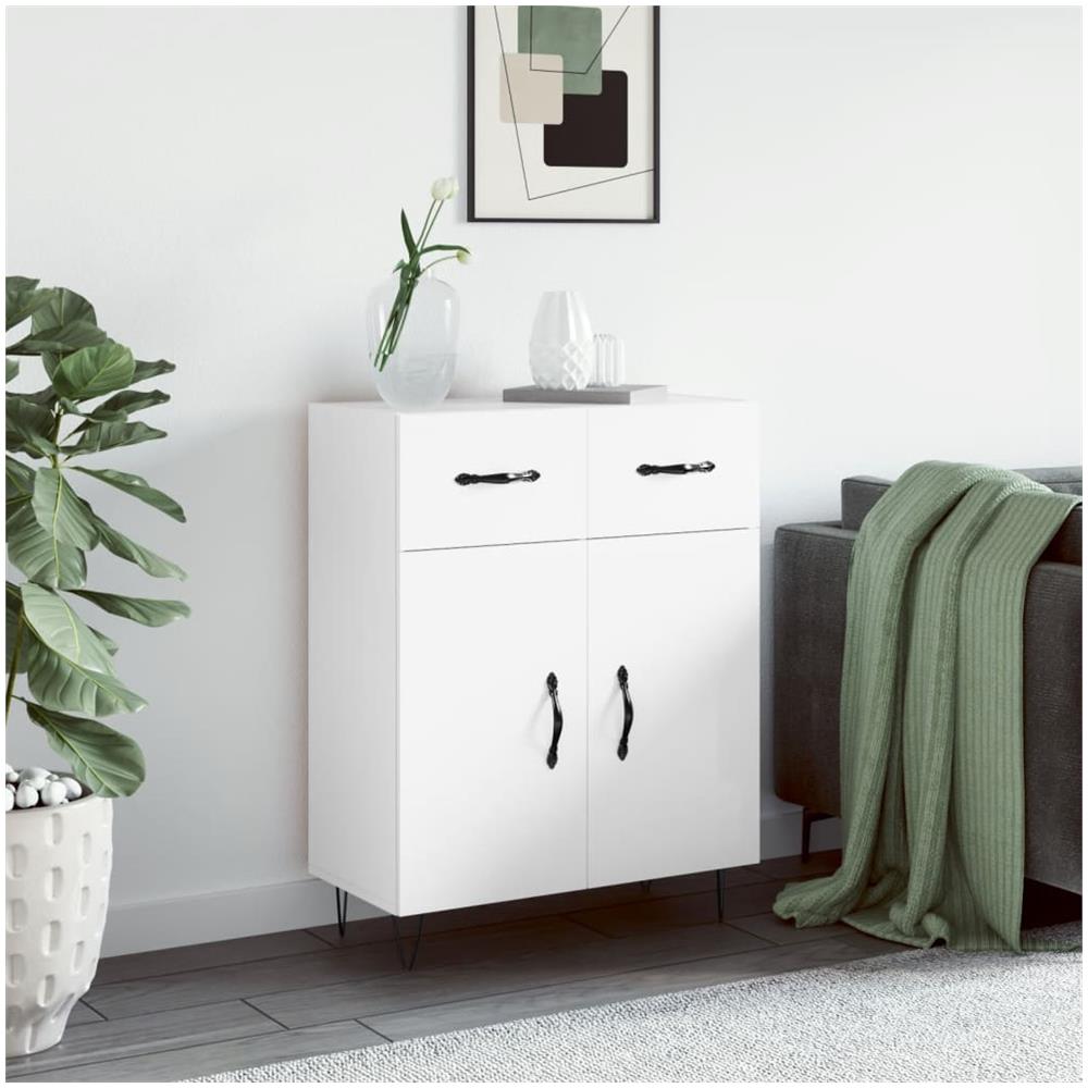 Credenza 69,5x34x90 Cm In Legno Multistrato Bianco Lucido - Foto 1