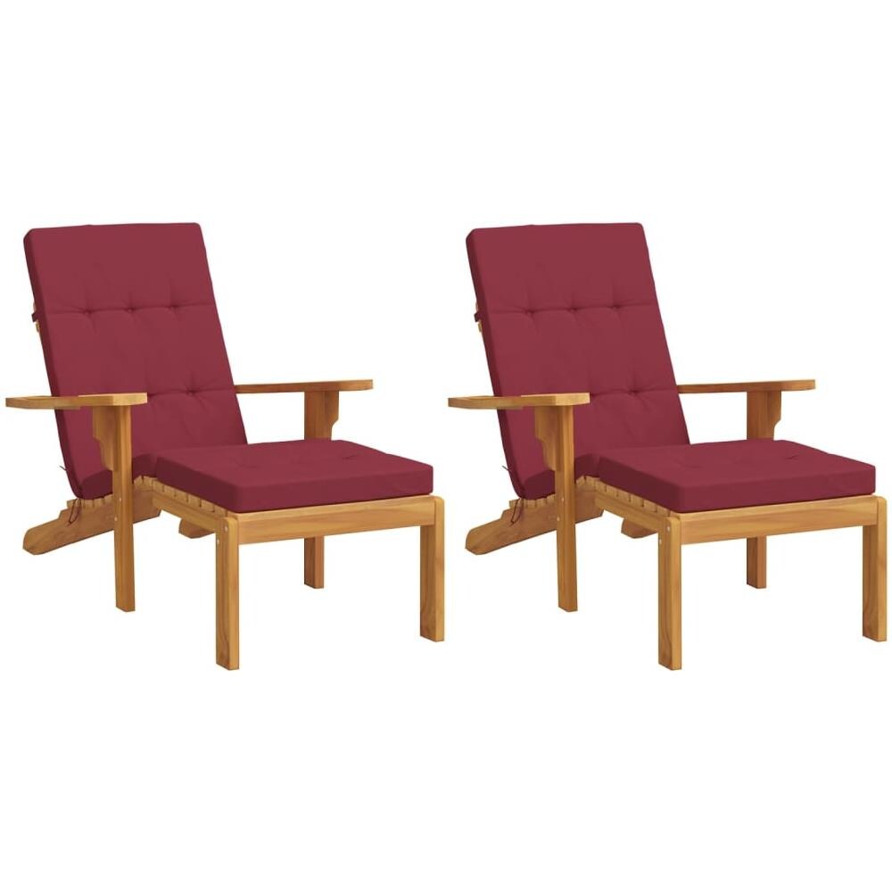 Cuscini Per Sedia A Sdraio 2 Pz Rosso Vino In Tessuto Oxford - Foto 3