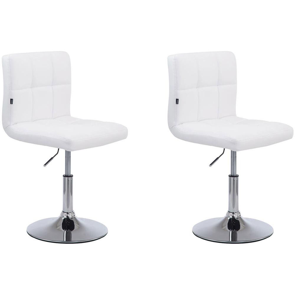 CLP Set 2 Sgabelli Design Lana Per Isola Cucina E Bar: Sedie Alte Girevoli 360° E Regolabili In Altezza 58-79 Cm, Imbottite In Similpelle, Telaio In Metallo Cromato Bianco, Base Antiscivolo