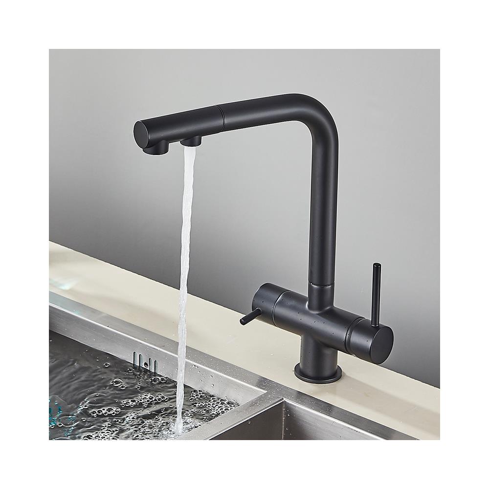 Rubinetto per lavello da cucina, Blackswan, tipo M345, modello nero opaco con uscita acqua purificata e doccia mobile, dimensioni 32,5 cm - Foto 4